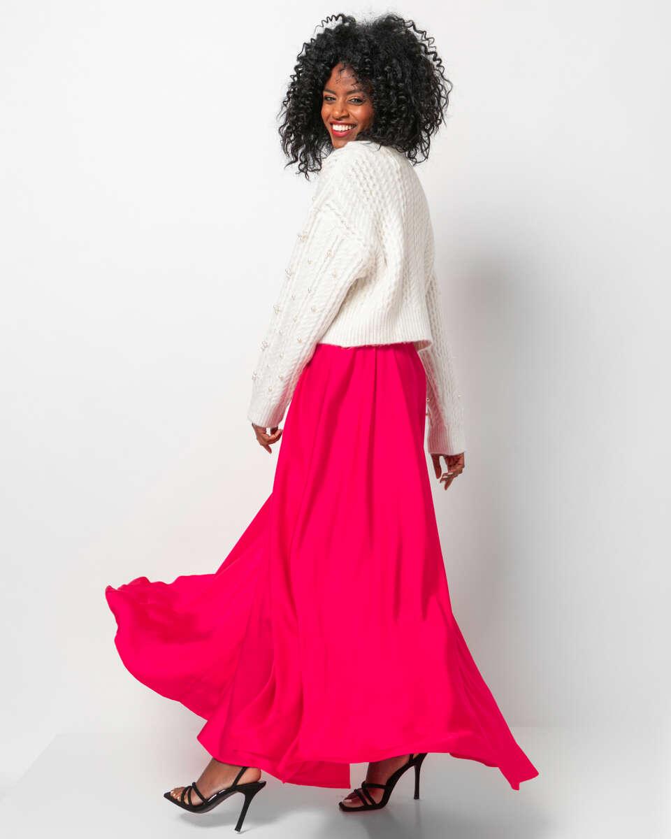 Maxi φούστα με αίσθηση μεταξιού φουξ