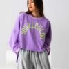 Oversized λιλά φούτερ μπλούζα με τυρκουάζ γράμματα sourloulou.