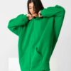 Πράσινη oversized ζακέτα με σκούφο