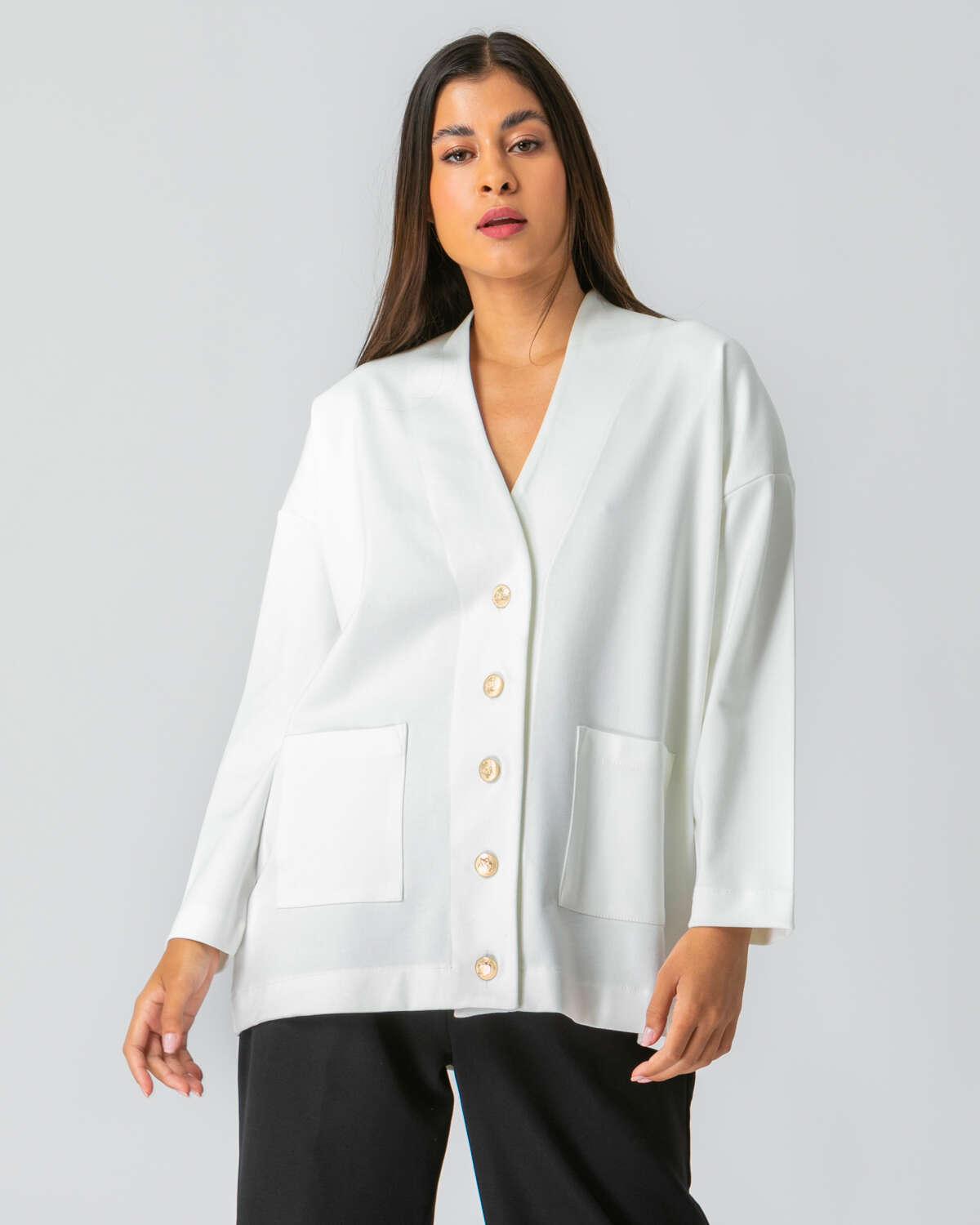 Πουκάμισο με κουμπιά με πολύχρωμα strass και έντονα μανίκια σε εκρού