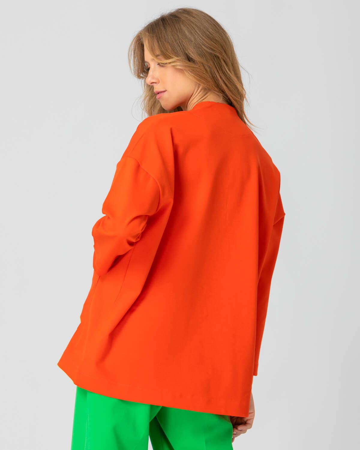 Πουκάμισο με κουμπιά με πολύχρωμα strass και έντονα μανίκια σε πορτοκαλί στο πλάι