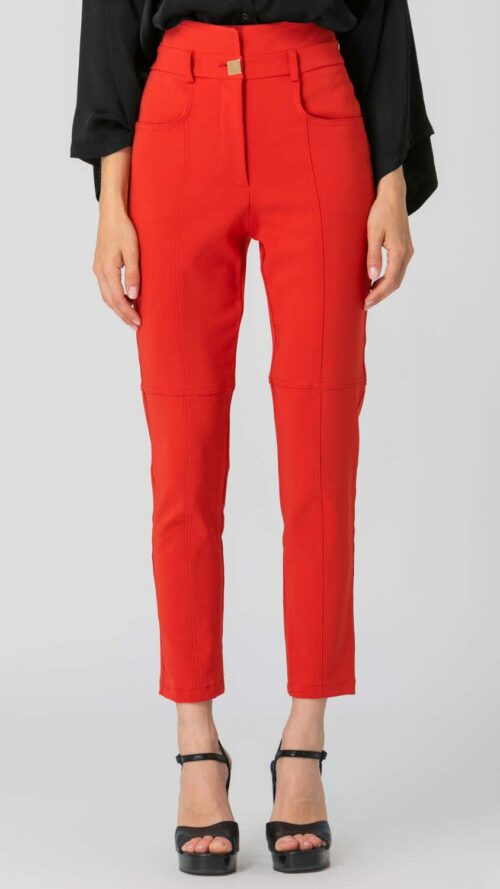 Κόκκινο ψηλόμεσο παντελόνι με τσέπες