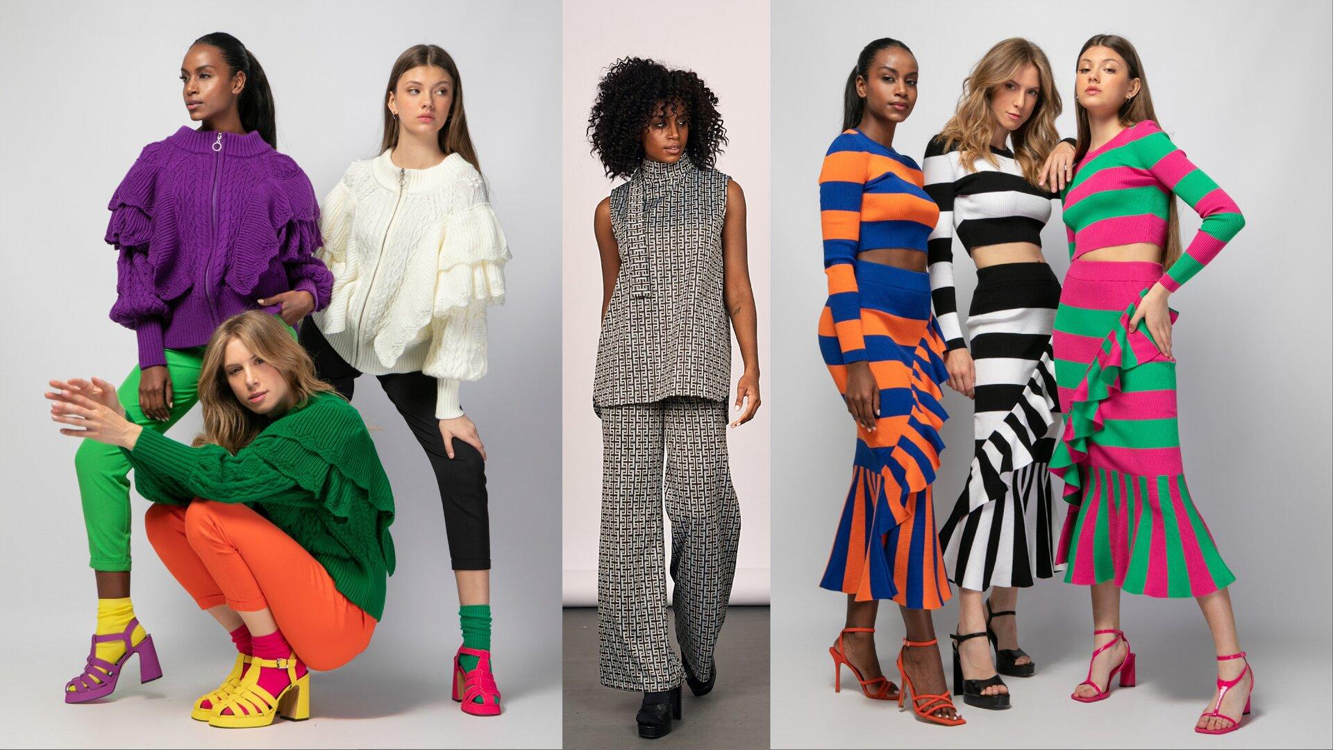 Εφτά κοπέλες με πολύχρωμα ρούχα